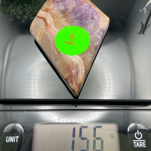 Amethyst and Mexican Lace Agate Diamond including stand holder - Picture 4 of 6